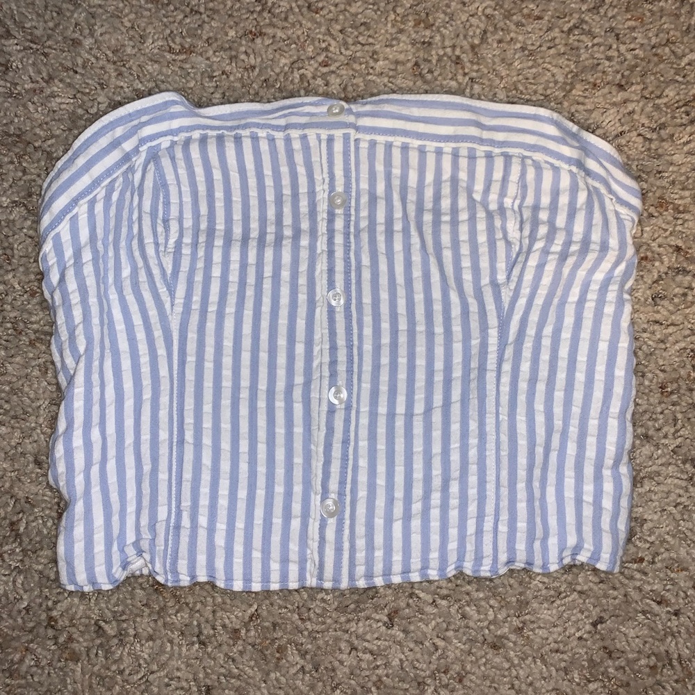 Hollister light blue & white striped tube top
